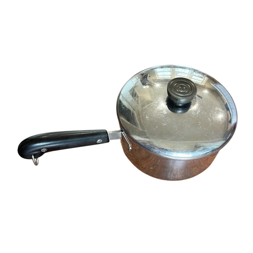 Revere Ware Saucepan Silver Copper Clad Bottom Vintage Lid 1 Quart